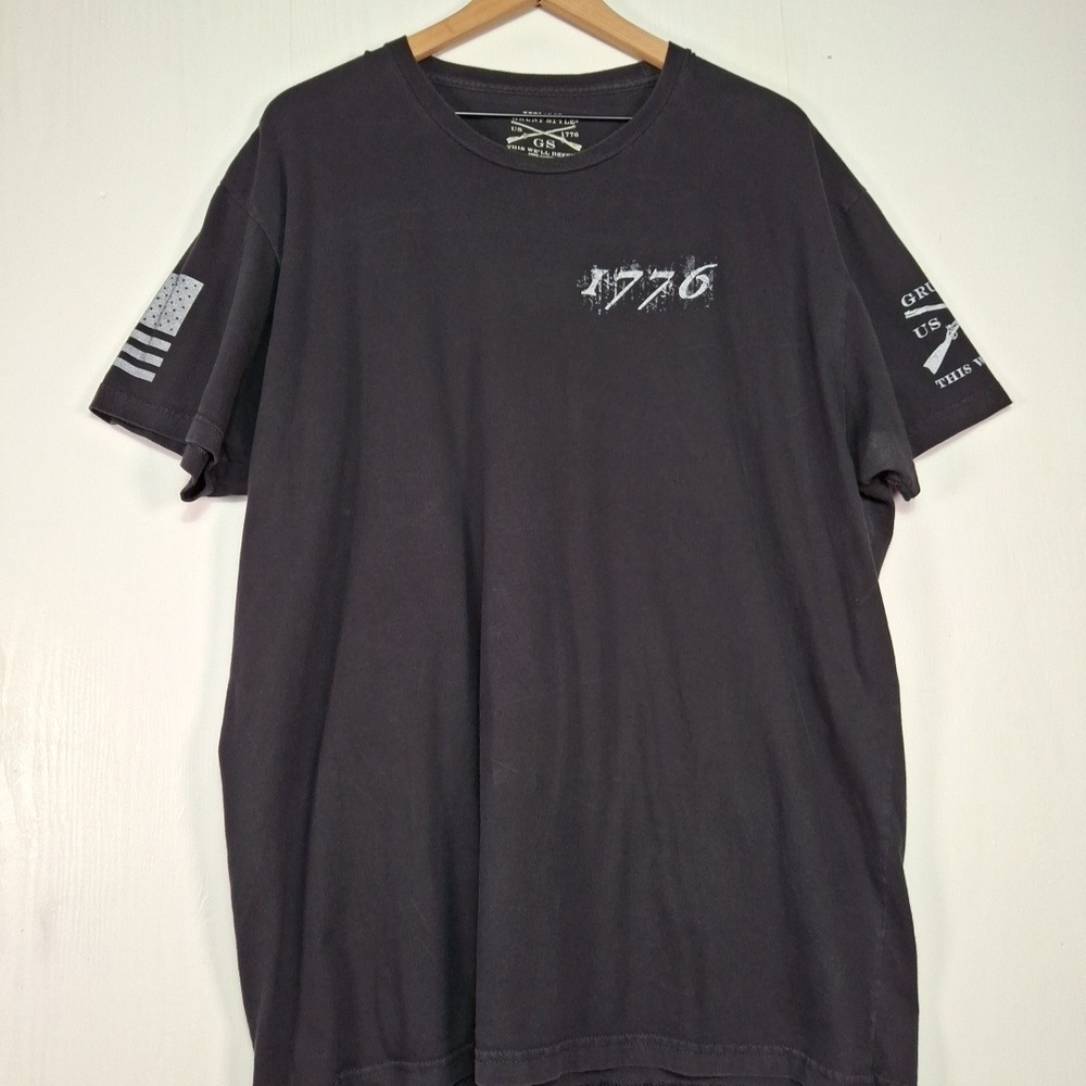 Grunt Style Mens 1776 Patriotic American Flag Graphic T-Shirt Black XXXL 3XL